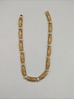Gold Plated and Silver Plated Textured Link Necklace - Women Jewelry